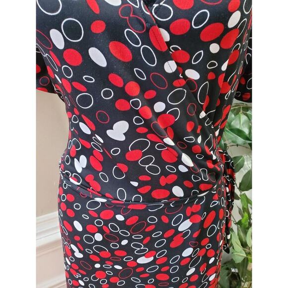 Croft&Barrow Women Multicolor Polyester V-Neck Short Sleeve Knee Length Dress L - Picture 4 of 12